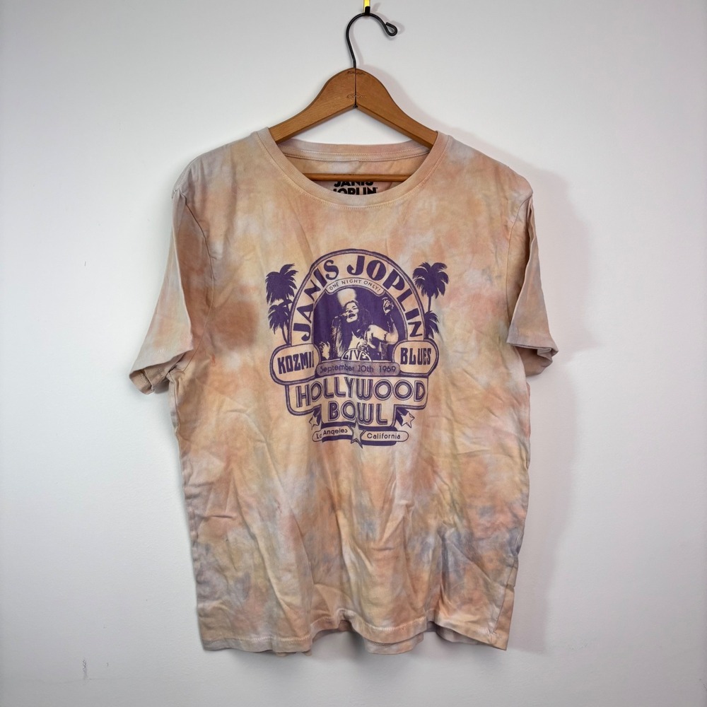 Janis Joplin Junk Food Tie Dye 1969 Hollywood Bowl Band Concert Graphic Tee L